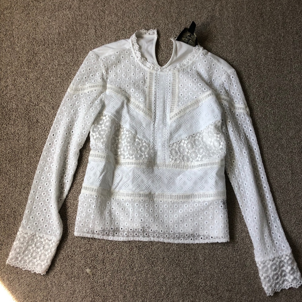 Textured designed white banana republic blouse